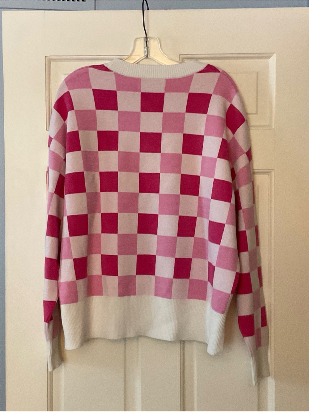 Anthropologie Beach Riot Callie Sweater Peony Petal Checker Pink Check Large NWT - Picture 11 of 14